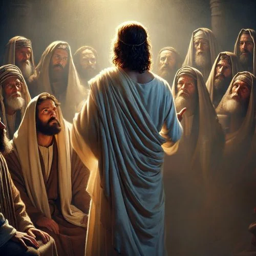 Jesús hablando con los fariseos